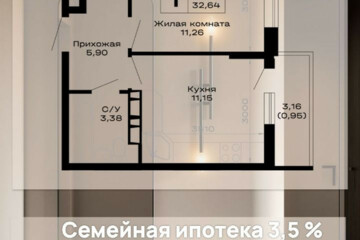 1-к квартира, 32 м², 8/12 эт.